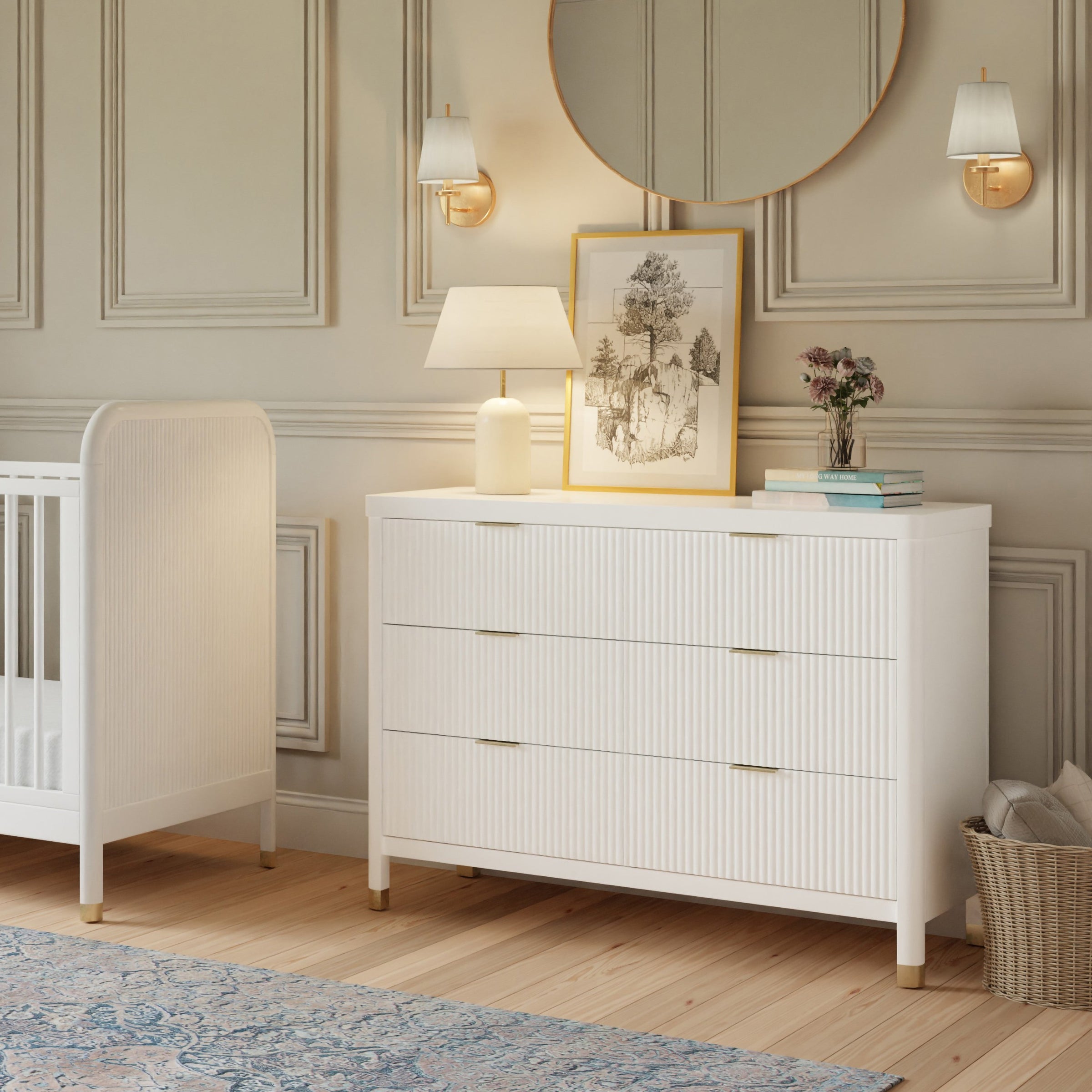 M26716RW,Brimsley 6-Drawer Assembled Dresser in Warm White