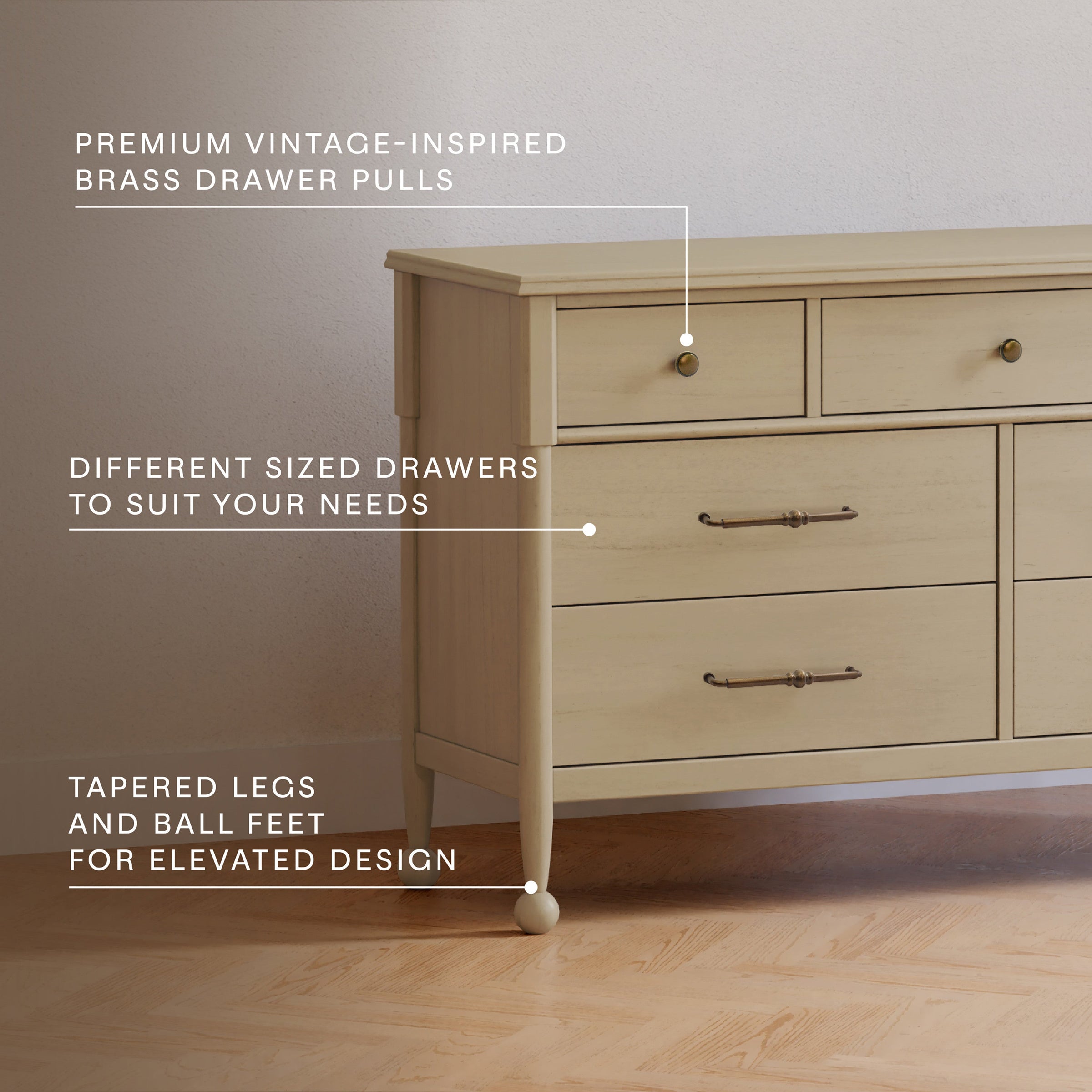 M31416WP,Alouette 7-Drawer Assembled Dresser in Washed Pine