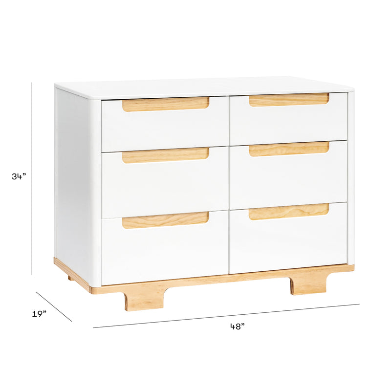 M23426WN,Yuzu 6-Drawer Dresser in White/Natural