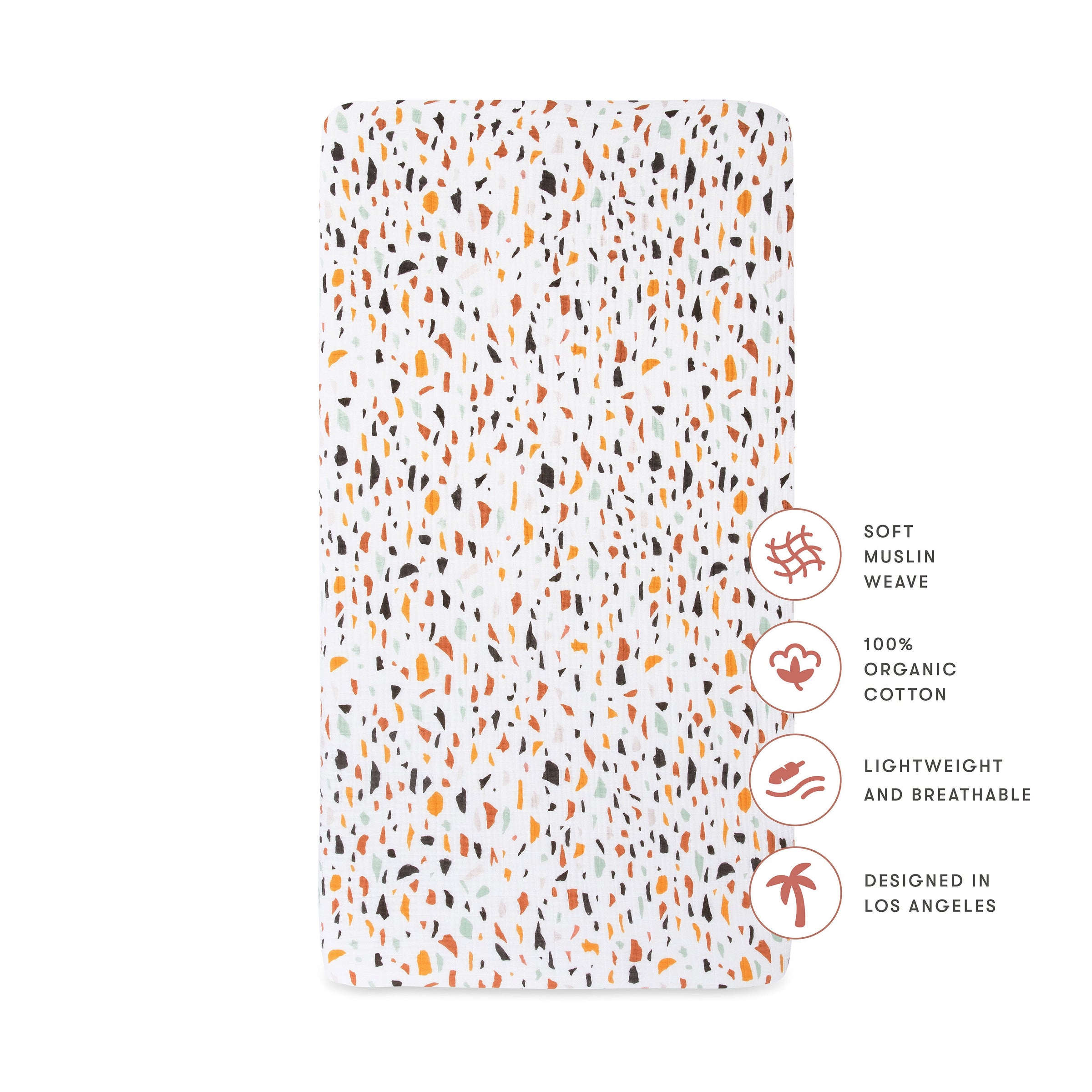T29135,Terrazzo Muslin Crib Sheet in GOTS Certified Organic Cotton