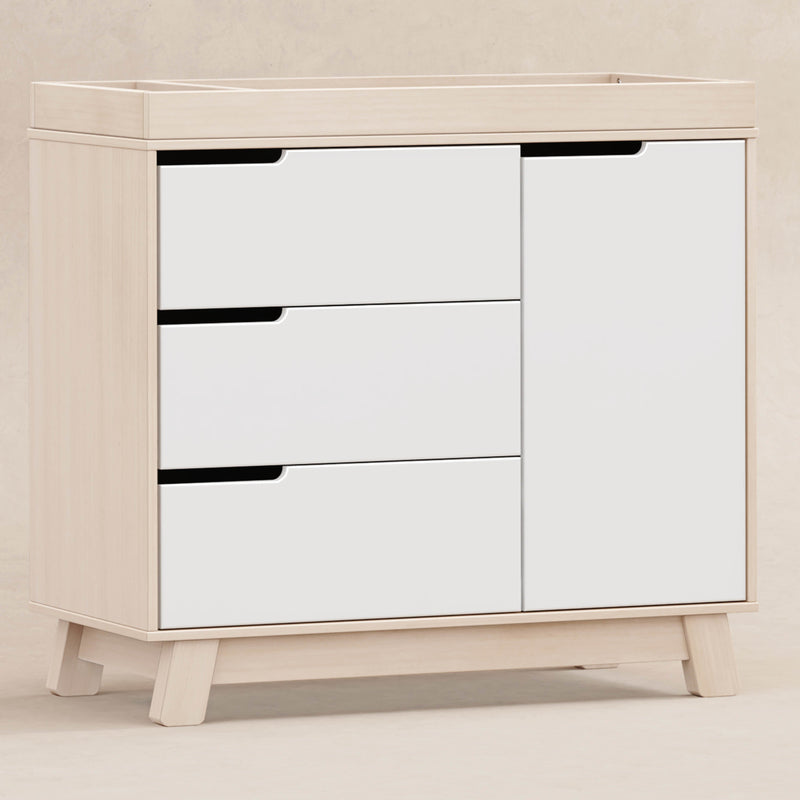 M4223NXW,Hudson 3-Drawer Changer Dresser w/Removable Changing Tray in WashedNatural/White