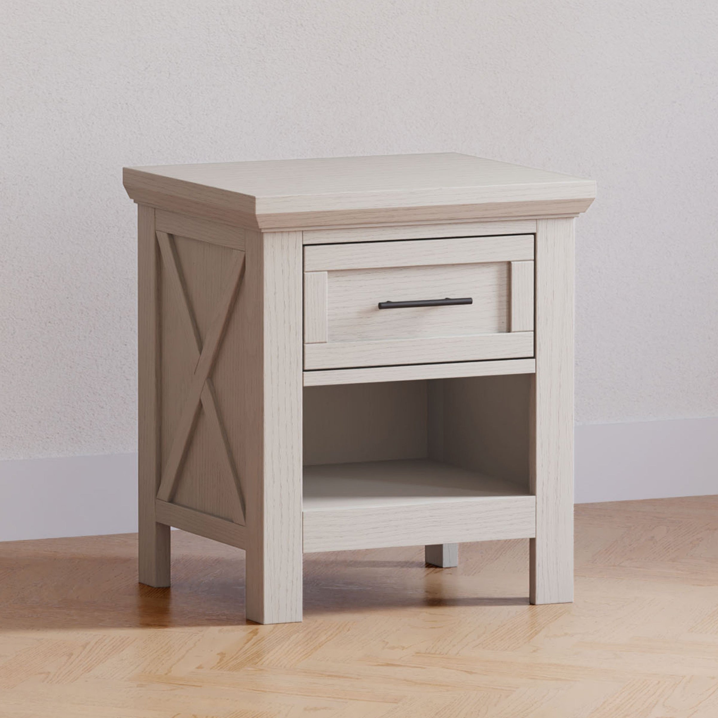 B14560WDF,Emory Farmhouse Nightstand in White Driftwood