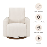 M26687PCMEWDB,Poe Channeled Swivel Glider in Performance Cream Eco-Weave w/ Dark Wood Base