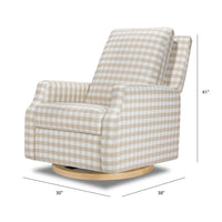 M22287TGHLB,Crewe Recliner and Swivel Glider in Tan Gingham with Light Wood Base