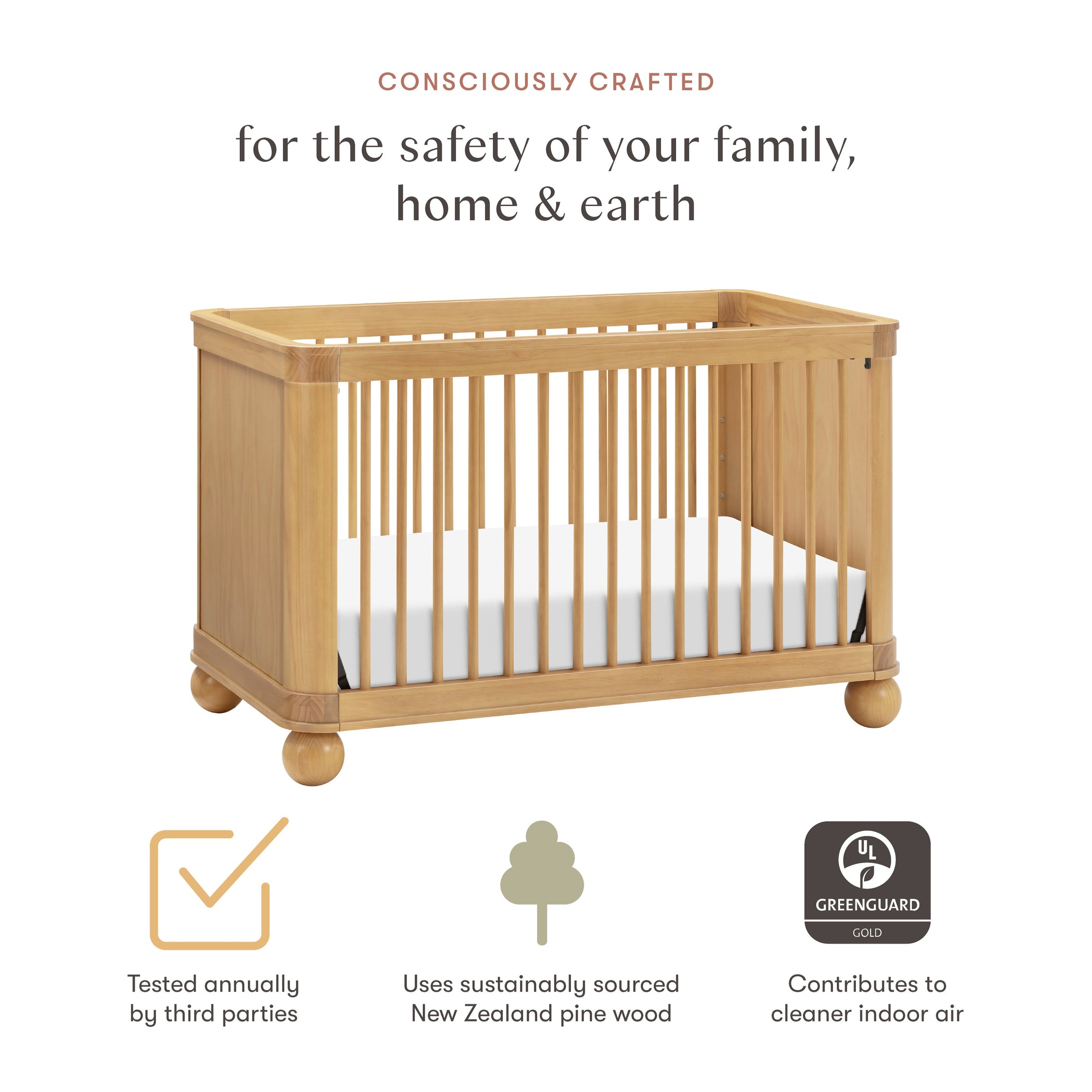 M31801HY,Crosby 3-in-1 Convertible Crib in Honey
