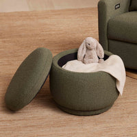 M22985OB,Enoki Storage Ottoman in Olive Boucle
