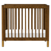 M12998NLGLD,Gelato 4-in-1 Convertible Mini Crib and Twin bed in Natural Walnut Finish with Gold Feet