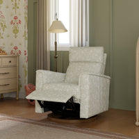 M17186MADB,Willa Plus Power Glider Recliner w/ Power Headrest in Mallow in Ash w/ Dark Wood Base