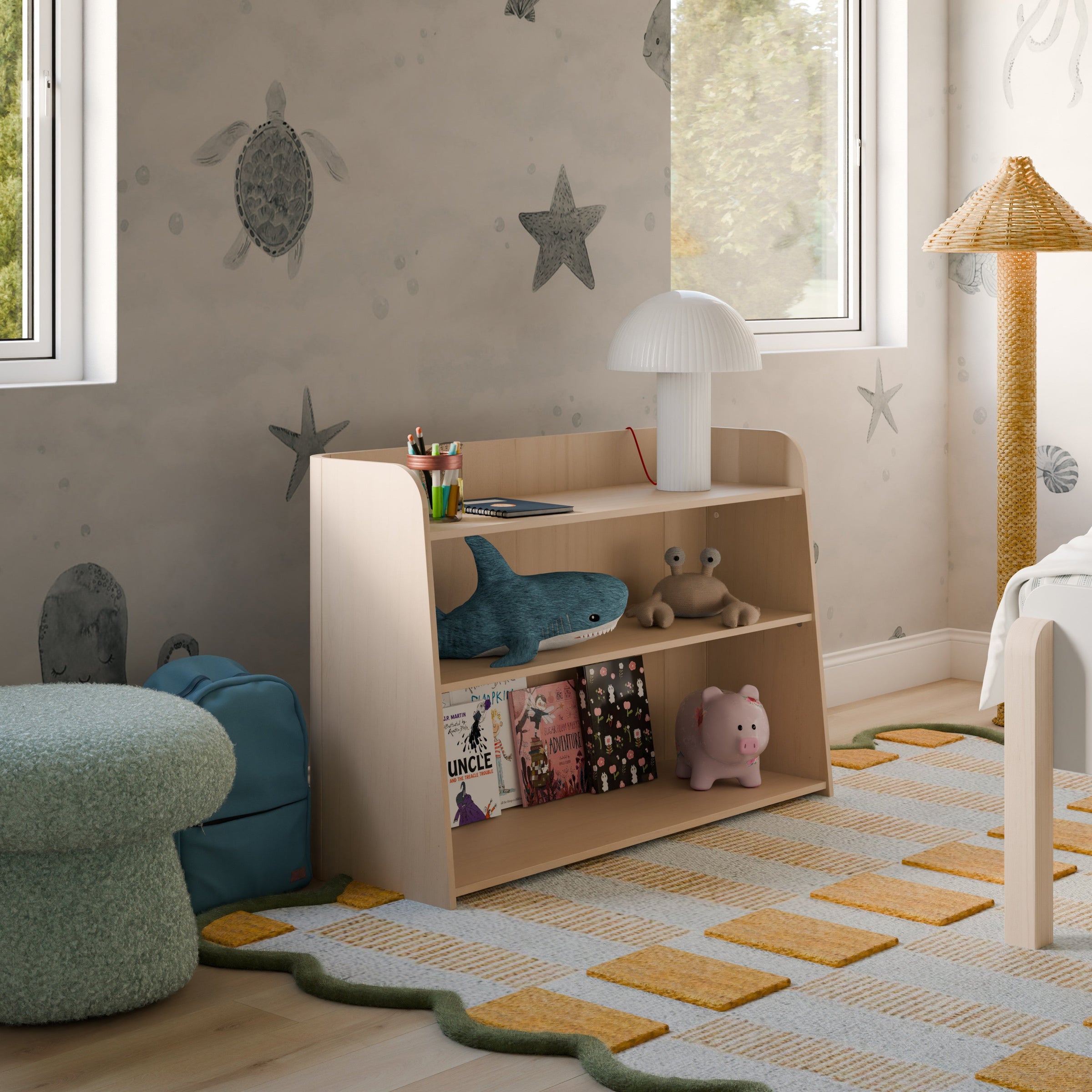 M32211NX,Melo Montessori-Inspired Bookcase in Washed Natural