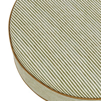 M33385OSCTF,Nate Berkus x Babyletto Astre Ottoman in Perf Olive Stripe Eco-Crossweave w/Toffee feet