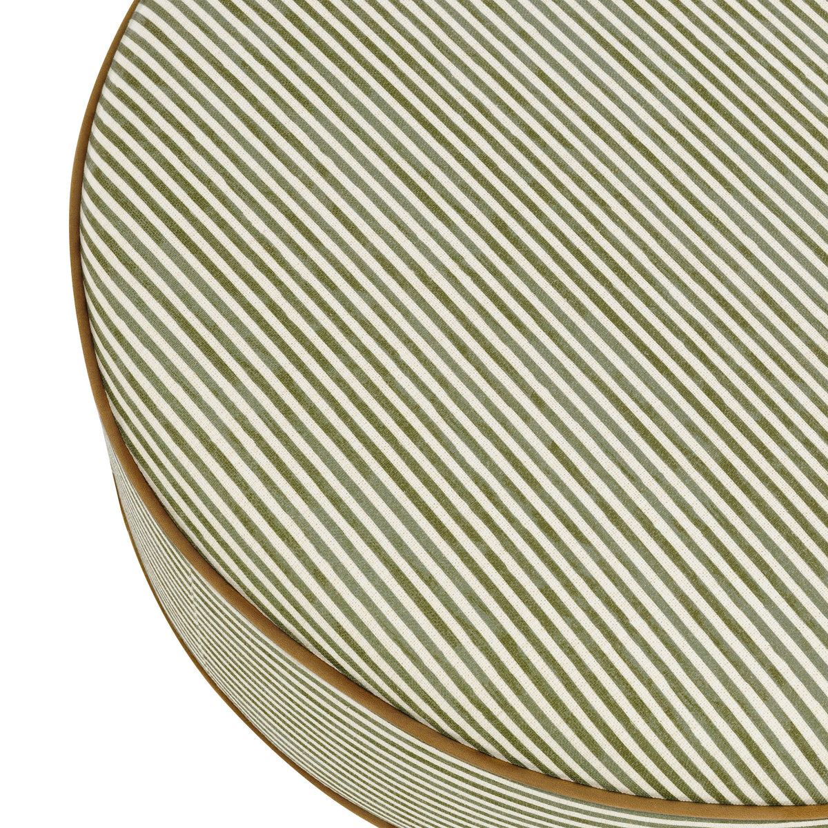 M33385OSCTF,Nate Berkus x Babyletto Astre Ottoman in Perf Olive Stripe Eco-Crossweave w/Toffee feet