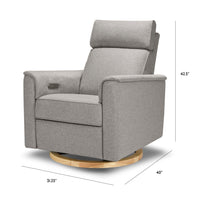 B17186PGEWLB,Willa Plus Power Glider Recliner w/ Power Headrest in Performance Grey Eco-Weave w/Light Wood Base