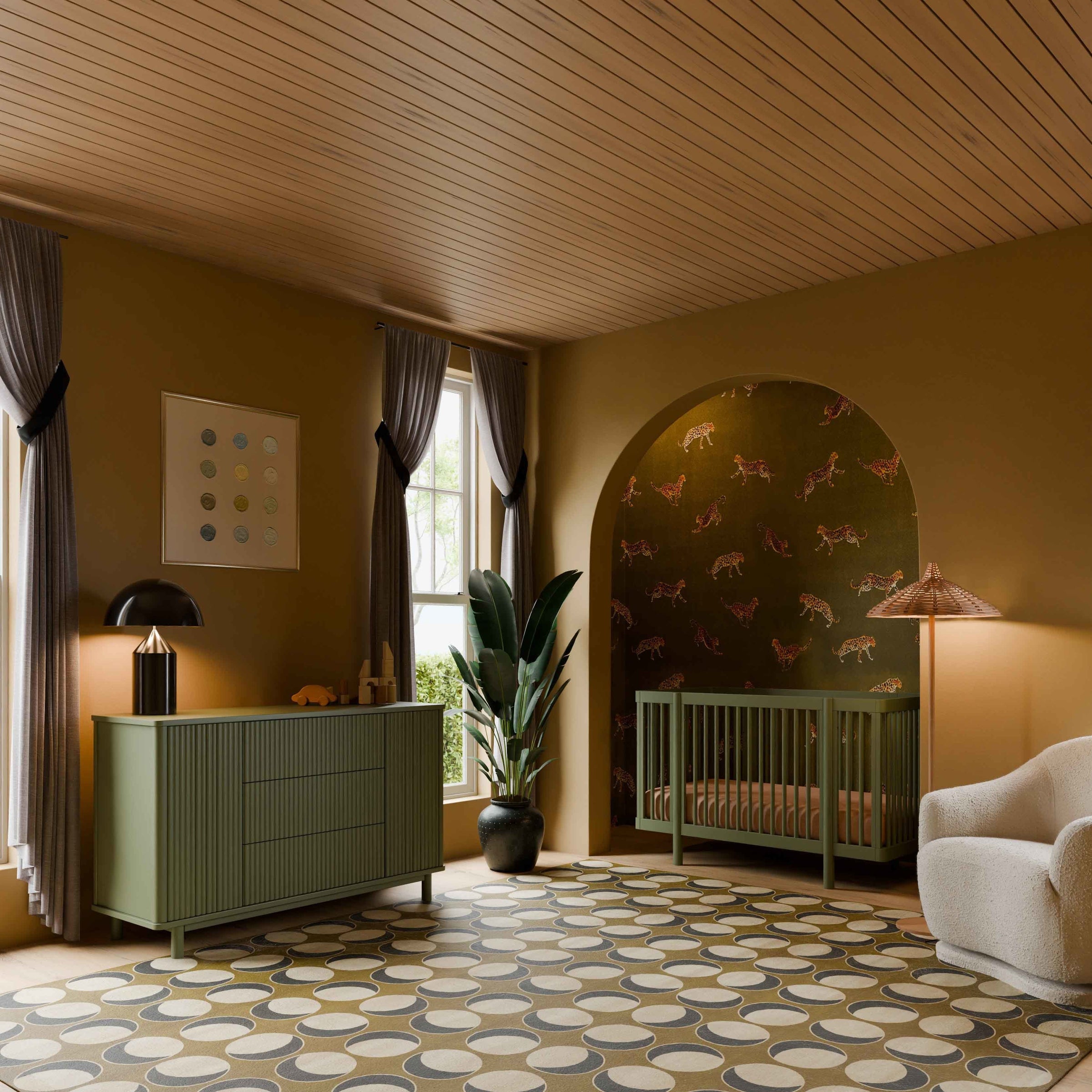 M29880OL,Pogo 8-in-1 Convertible Crib w/All-Stages Conversion Kits in Olive