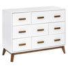 M5826WNL,Scoot 6-Drawer Dresser in White/Natural Walnut