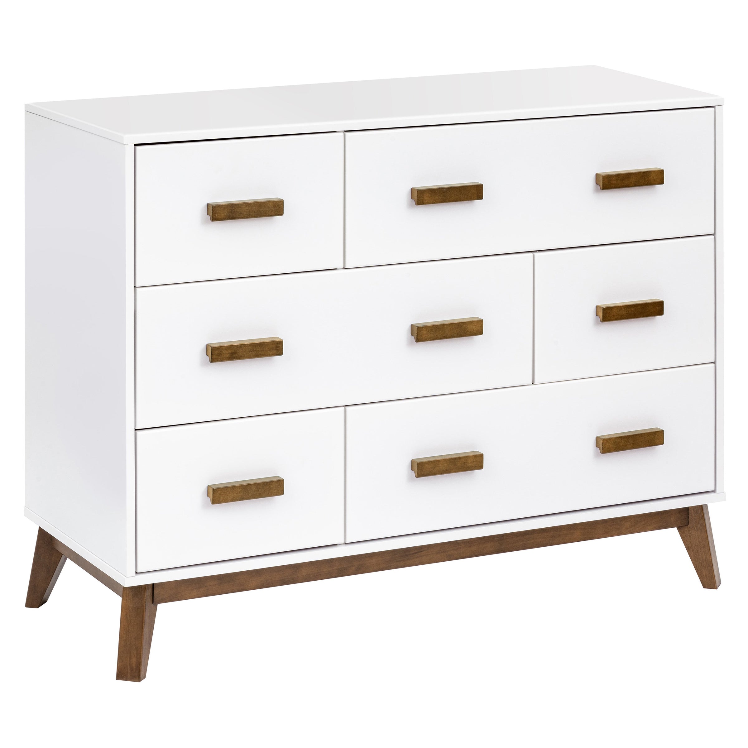 M5826WNL,Scoot 6-Drawer Dresser in White/Natural Walnut