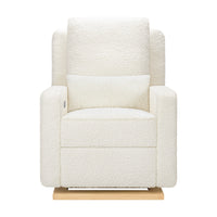 M23085CMSGLB,Sigi Glider Recliner w/ Electronic Control and USB in Cream Shearling w/Light Wood Base