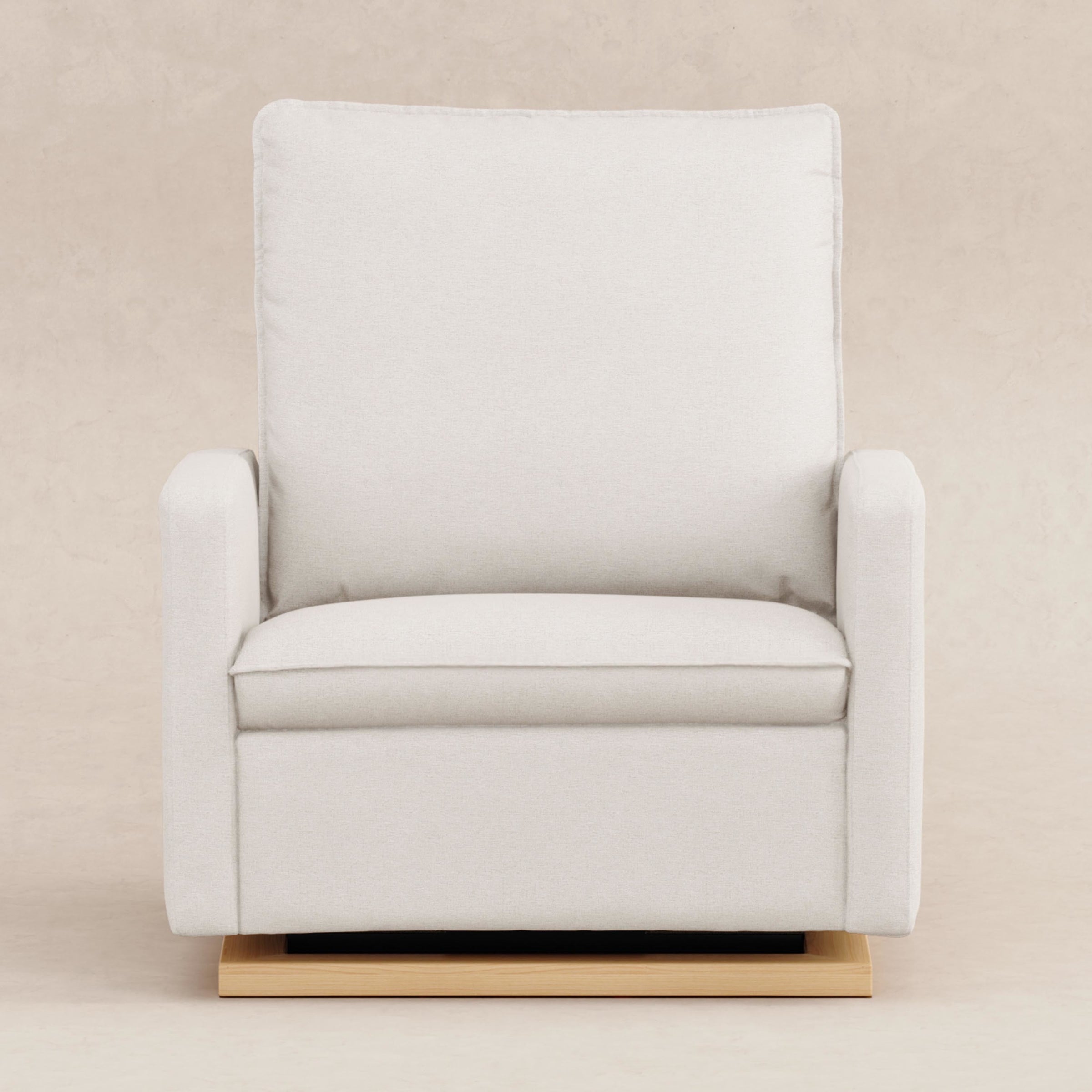 M20984PCMEWLB,Cali Pillowback Chair and a Half Glider in Performance Cream Eco-Weave w/ Light Wood Base
