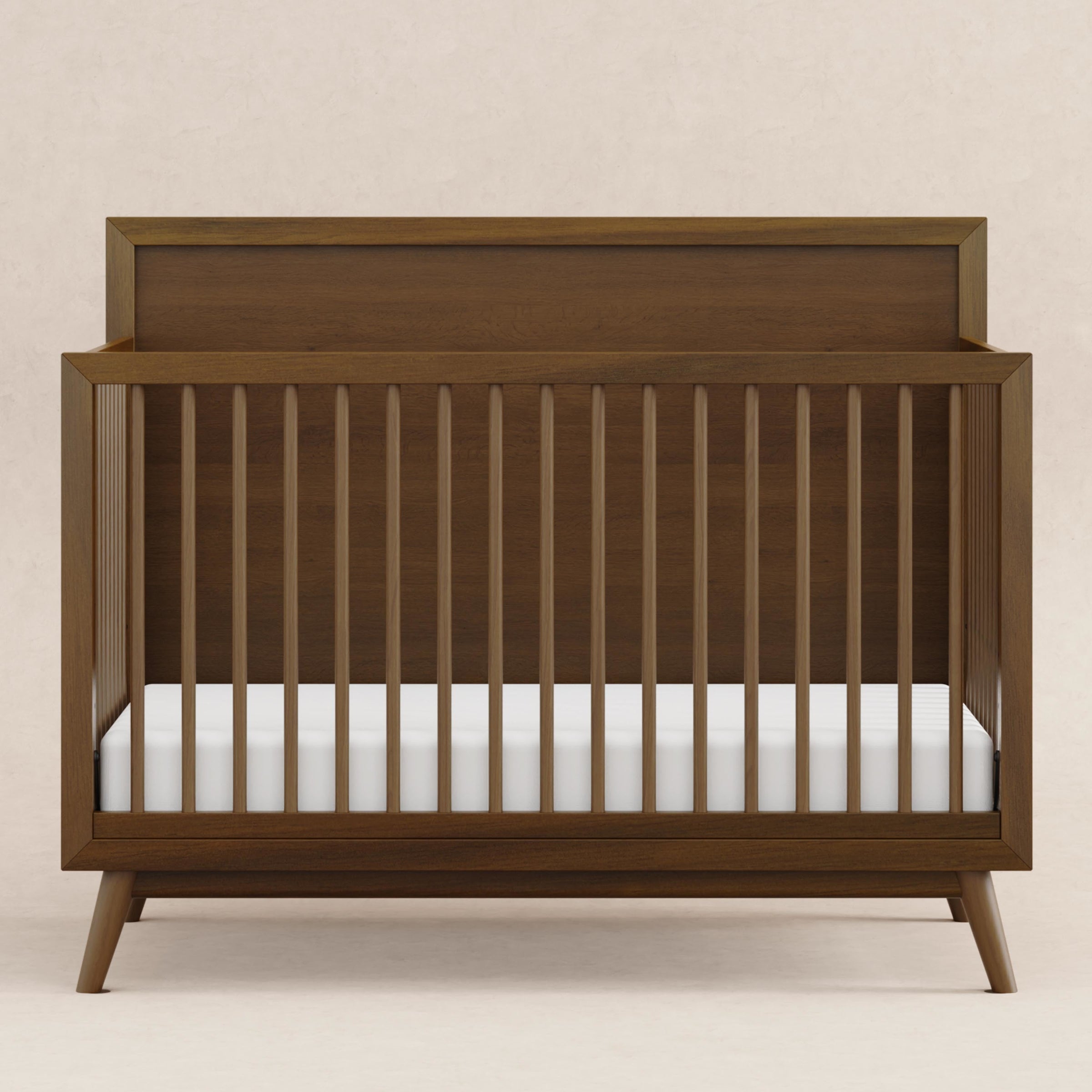 M15901NL,Palma Mid-Century 4-in-1 Convertible Crib w/Toddler Bed Conversion in Natural Walnut