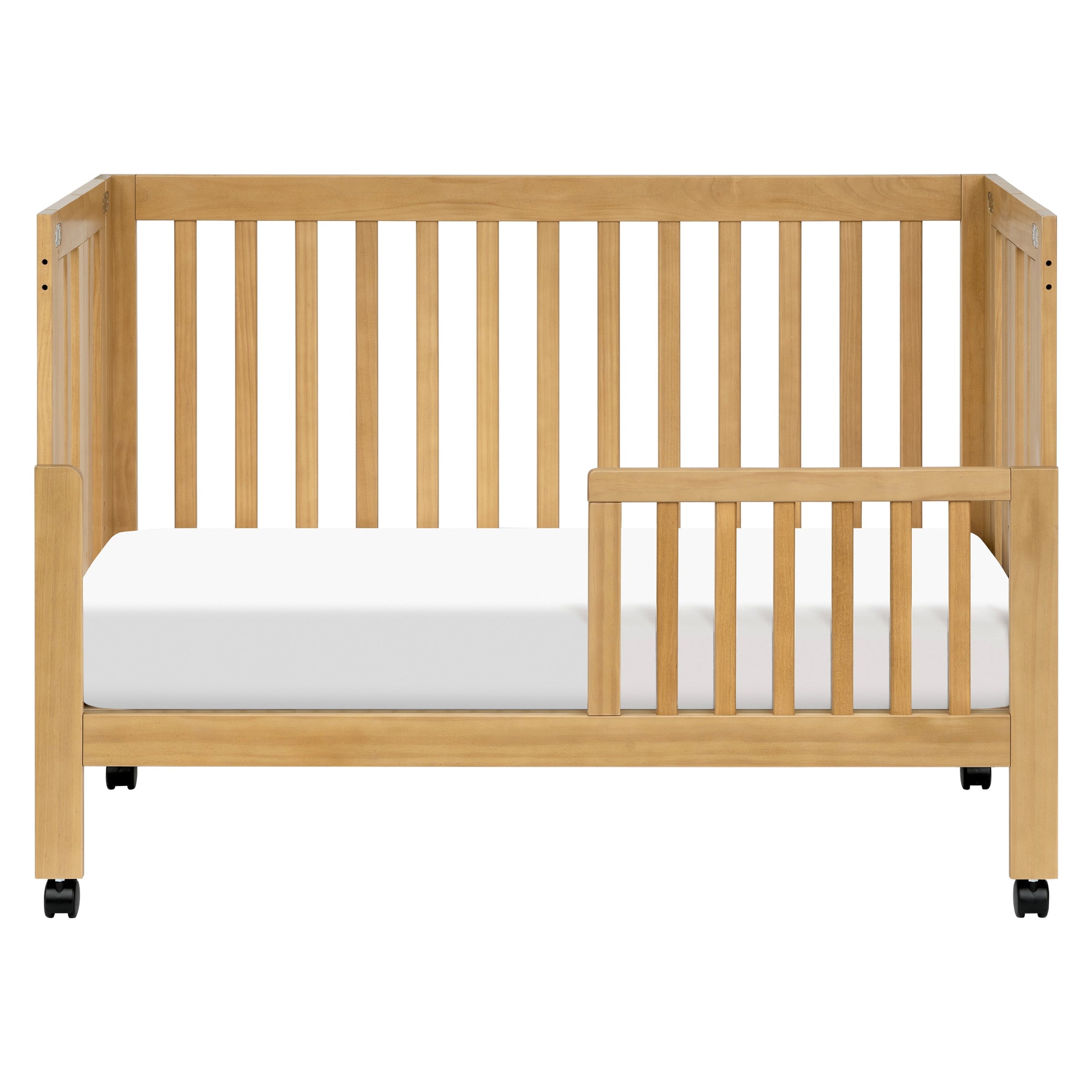 M6601HY,Maki Full-Size Folding Crib w/ Toddler Bed Conversion Kit in Honey