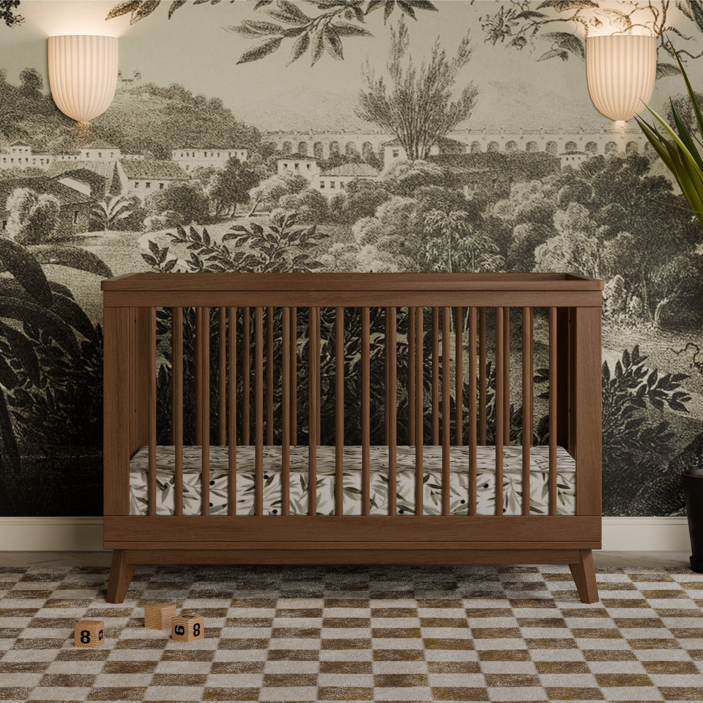 M5801NL,Scoot 3-in-1 Convertible Crib w/Toddler Bed Conversion Kit in Natural Walnut