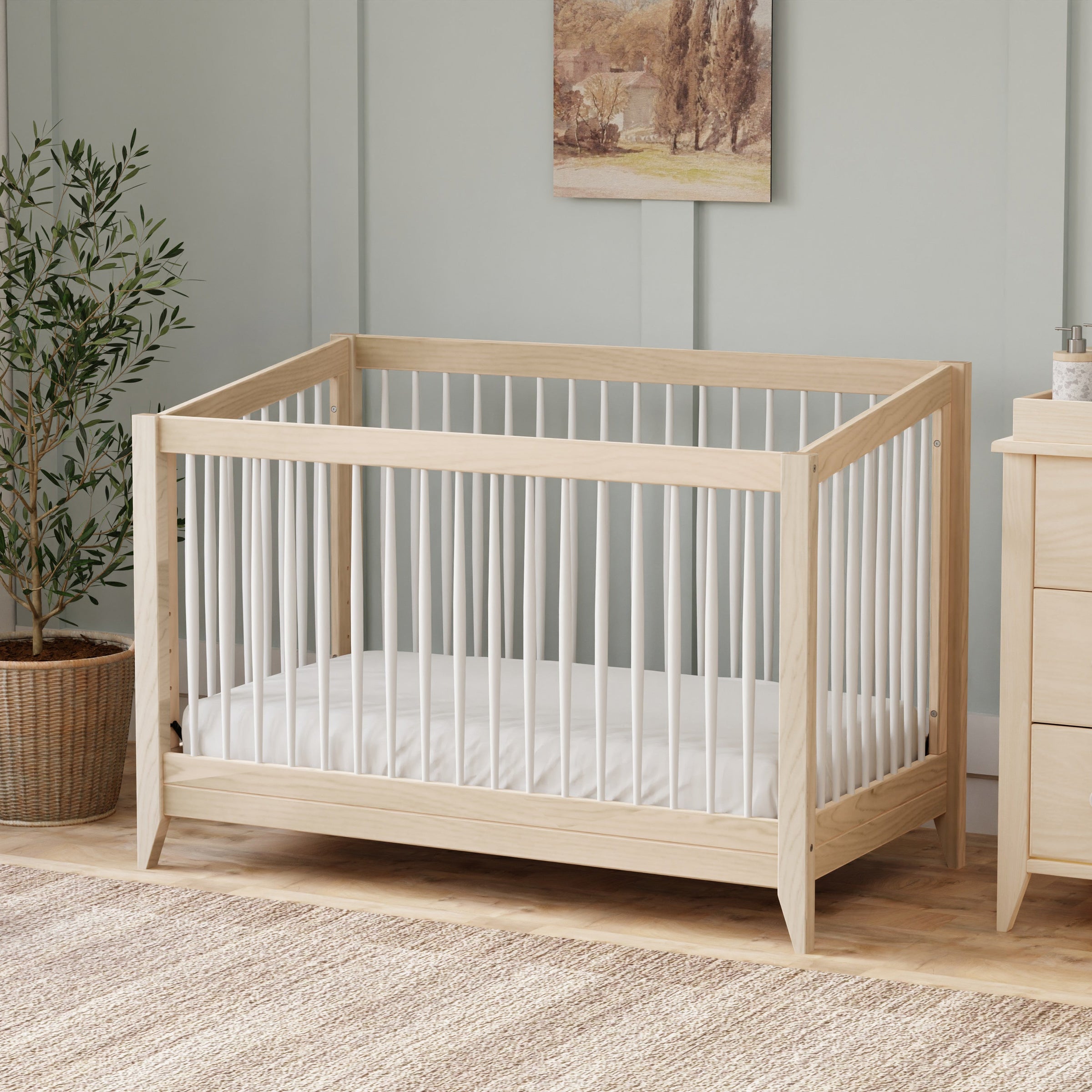 M10301NXW,Sprout 4-in-1 Convertible Crib w/Toddler Bed Conversion Kit in W Natural/White