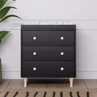 M9023BNX,Lolly 3-Drawer Changer Dresser w/Removable Changing Tray in Black/Washed Natural