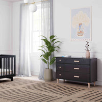 M9016BNX,Lolly 6-Drawer Double Dresser  Assembled in Black/Washed natural
