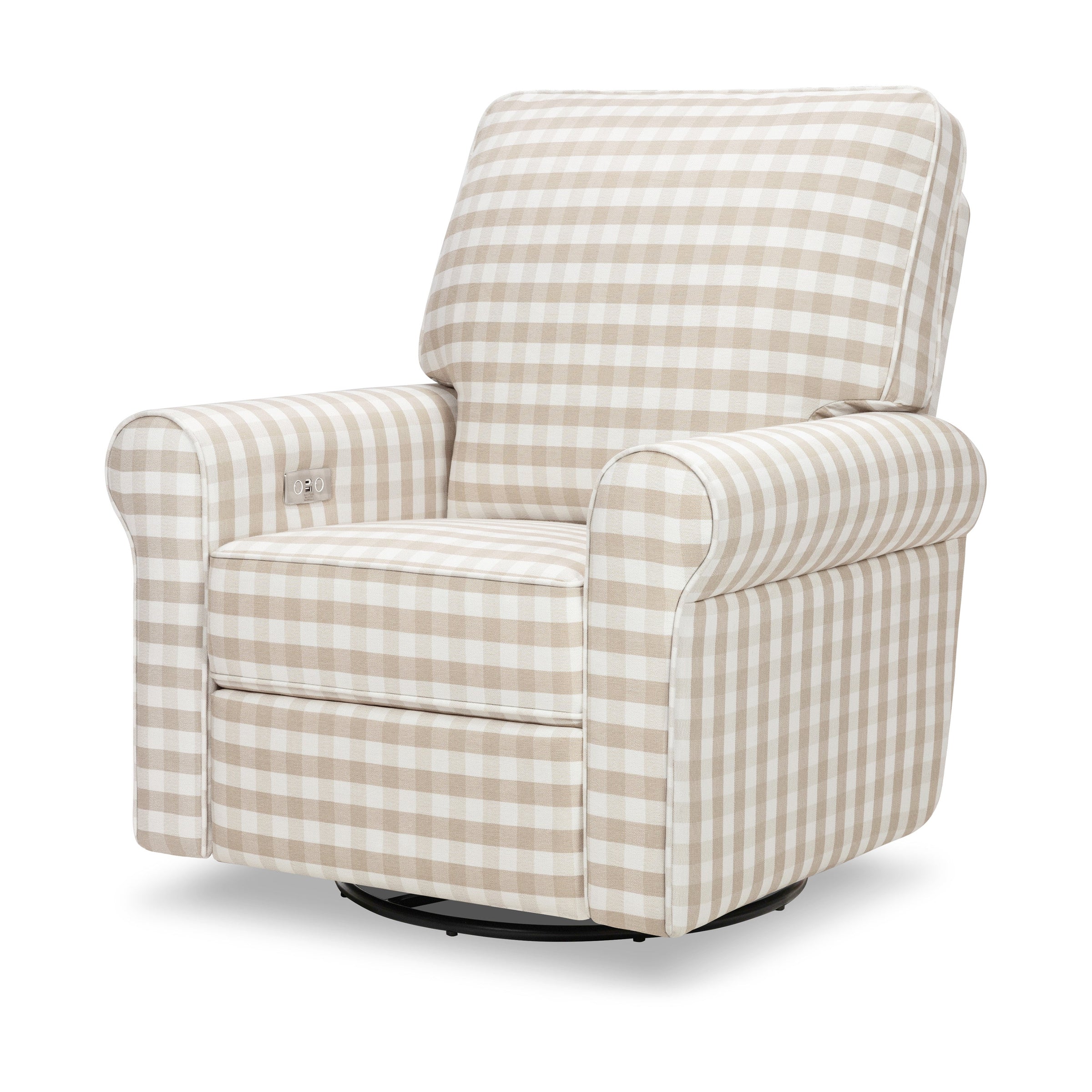 B17787TGH,Monroe Pillowback Power Recliner in Tan Gingham