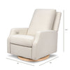 M22286WBLB,Crewe Electronic Swivel Glider Recliner in Ivory Boucle w/Light Wood Base