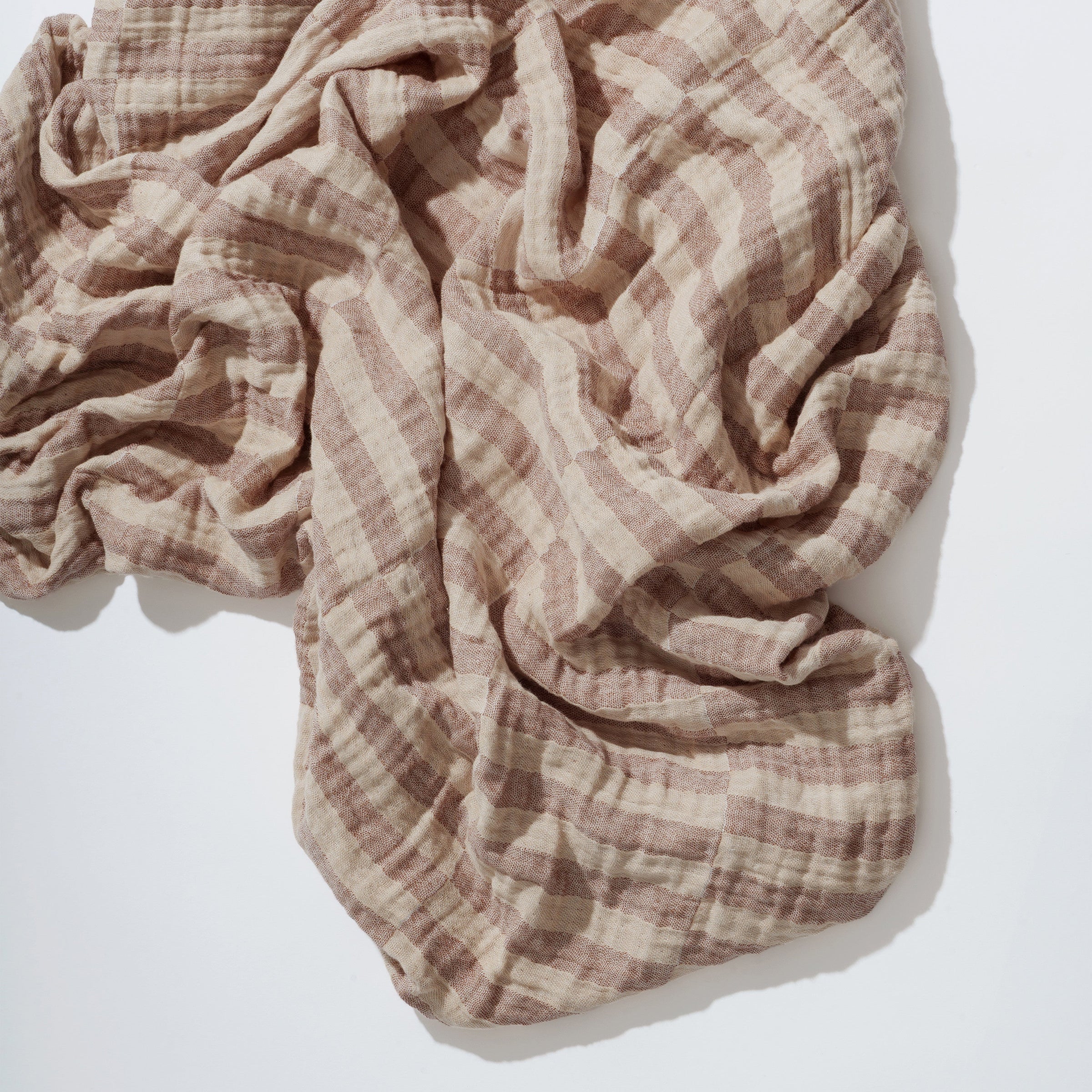 T30635,Cocoa Stripe Muslin Crib Sheet in GOTS Certified Organic Cotton