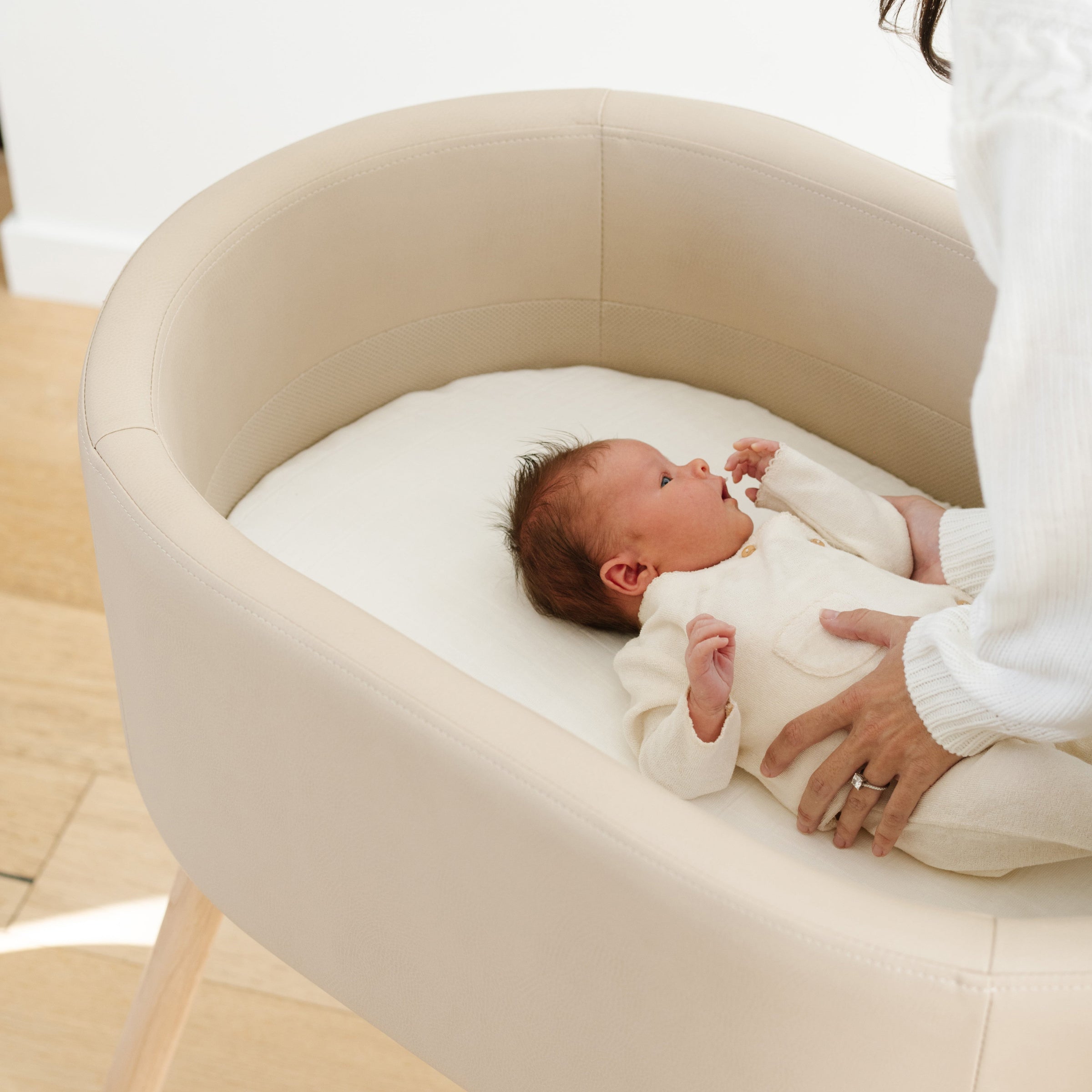 M26834GMLB,babyletto x GATHRE Capsule Bassinet in Millet