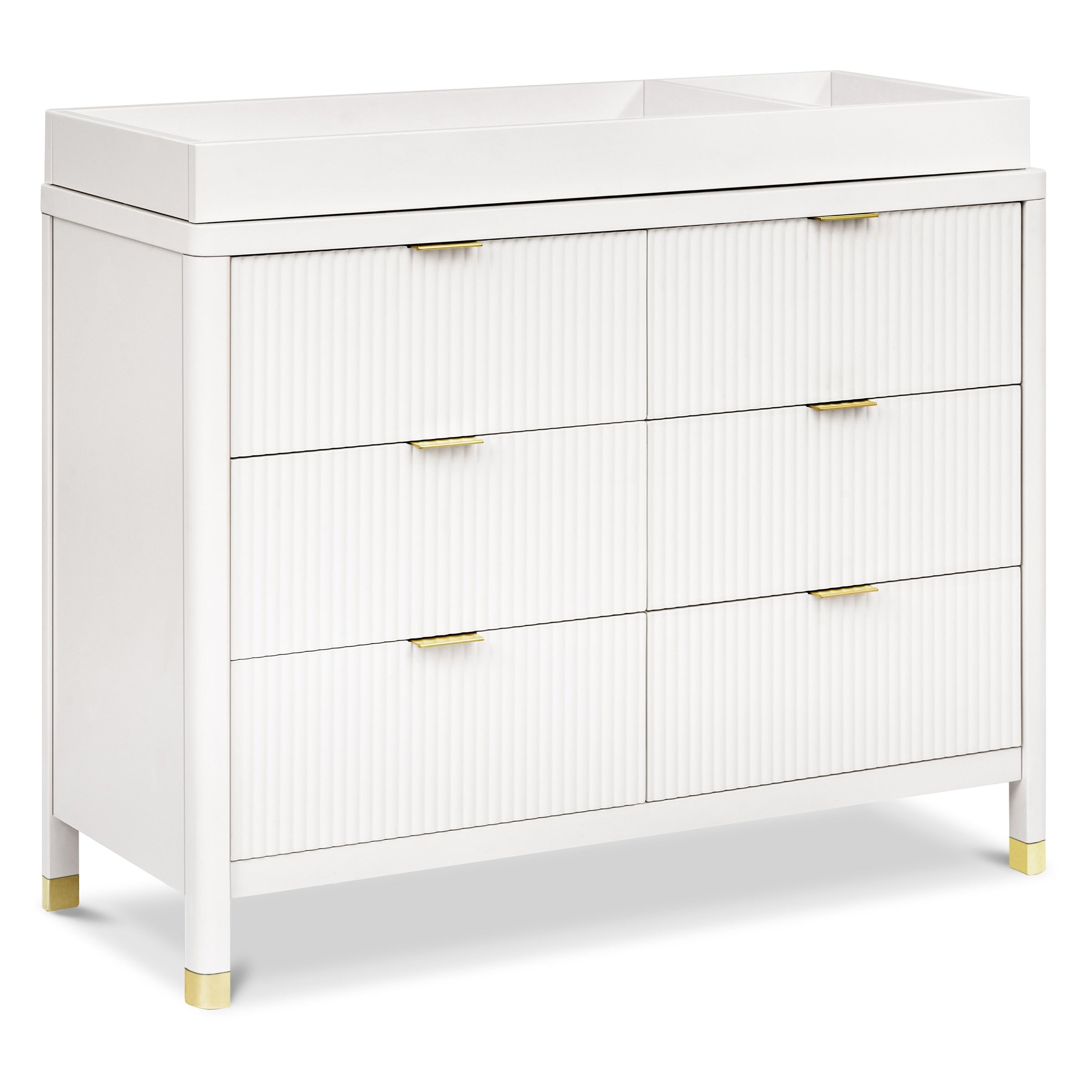 M26716RW,Brimsley Tambour 6-Drawer Assembled Dresser in Warm White