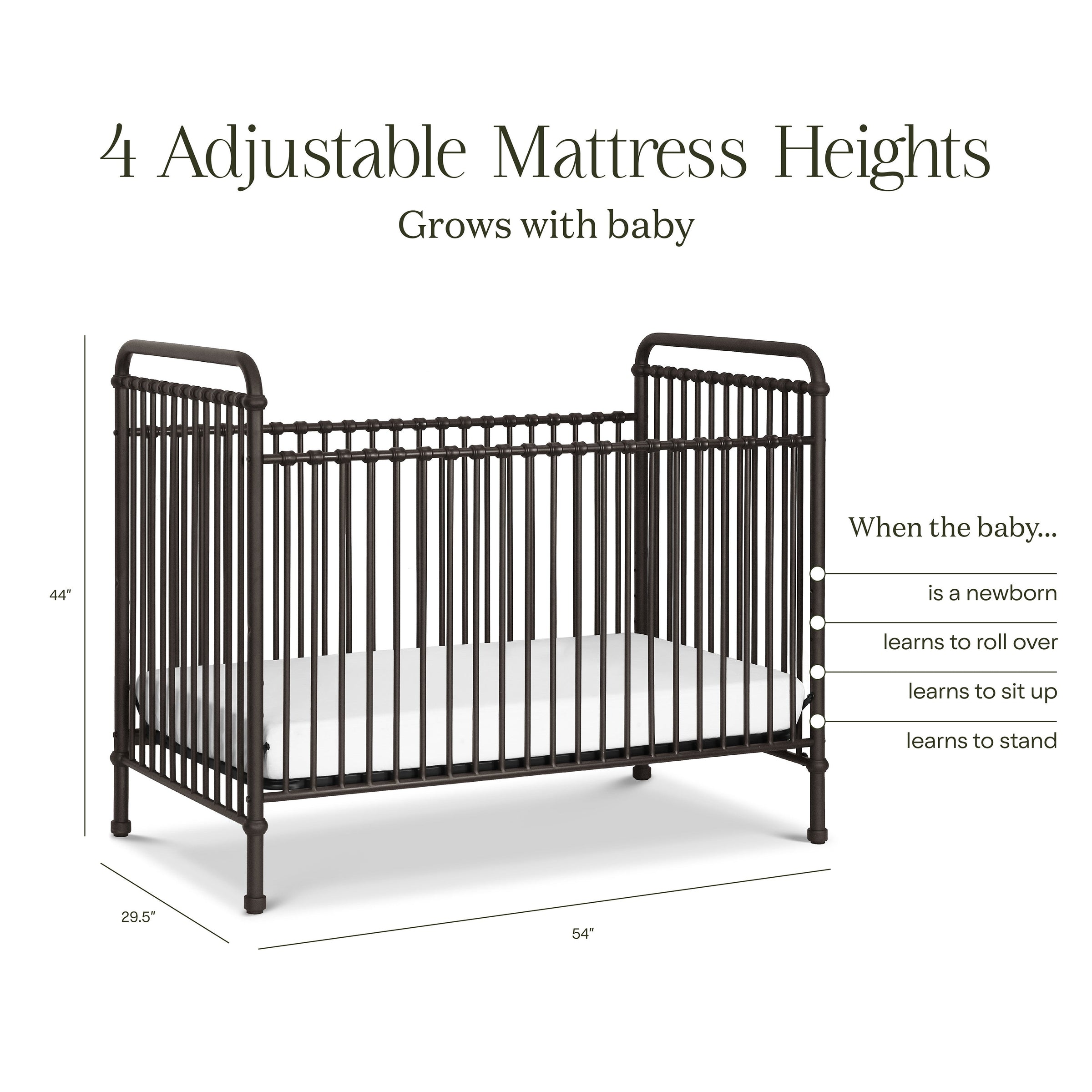 B15501UR,Abigail 3-in-1 Convertible Crib in Vintage Iron