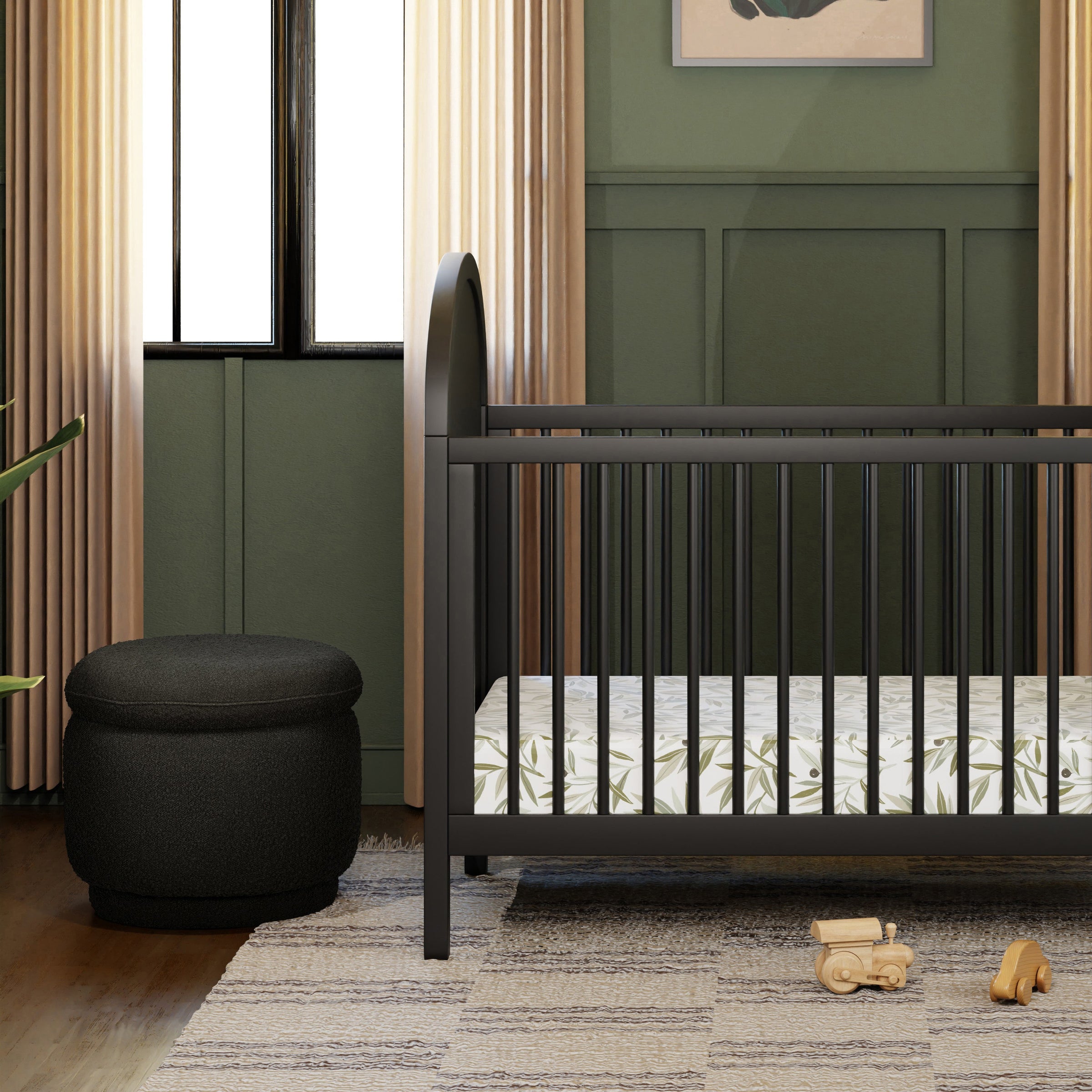 M22985BKB,Enoki Storage Ottoman in Black Boucle