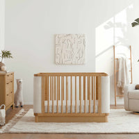 M26201HYWB,Bondi Boucle 4-in-1 Convertible Crib w/ Toddler Bed Kit in Honey with Ivory Boucle
