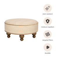 M33385BSCTF,Nate Berkus x Babyletto Astre Ottoman in Perf Bronze Stripe Eco-Crossweave w/Toffee feet