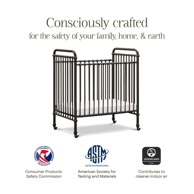 M15598UR,Abigail 3-in-1 Convertible Mini Crib in Vintage Iron