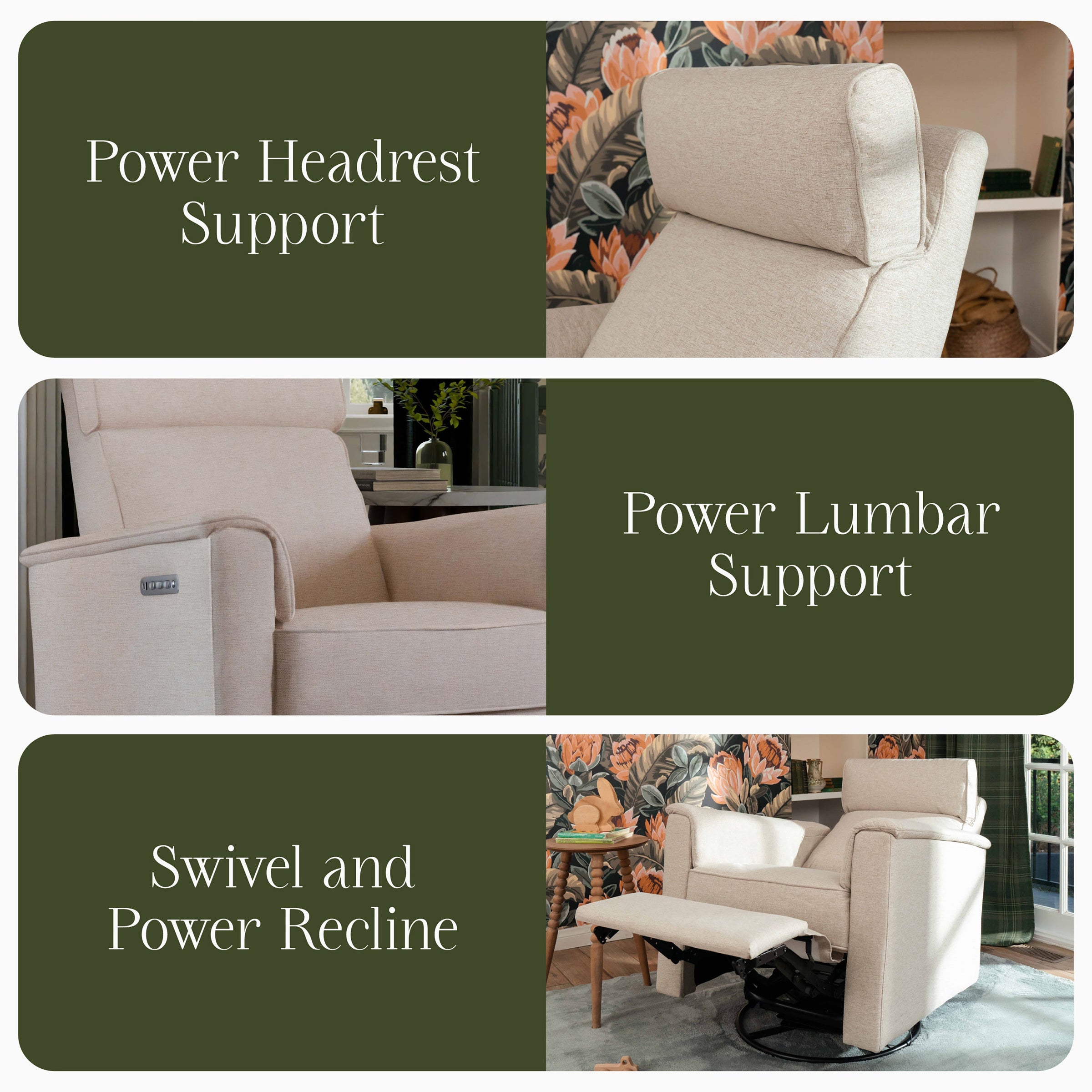 M17182PBEW,Willa Pro Power Glider Recliner w/ Power Lumbar in Performance Beach Eco-Weave