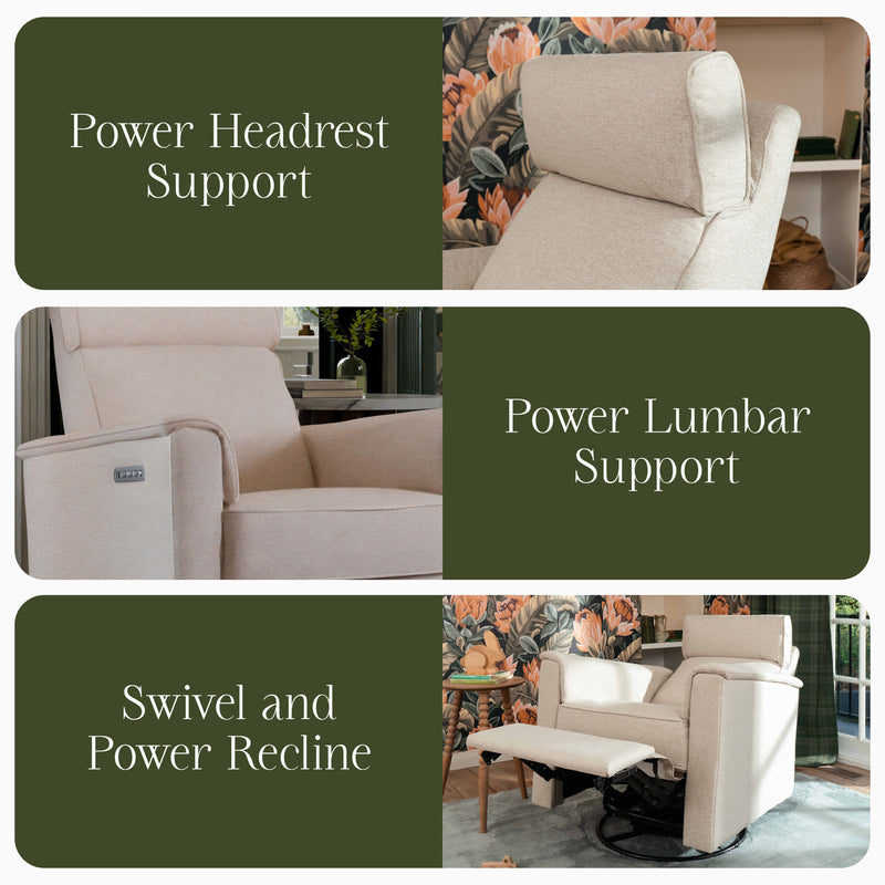 M17182PBEW,Willa Pro Power Glider Recliner w/ Power Lumbar in Performance Beach Eco-Weave