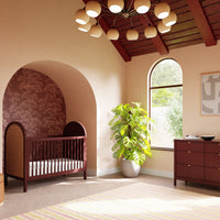 M25601CRNC,Bondi Cane 3-in-1 Convertible Crib w/ Toddler Bed Kit in Crimson with Natural Cane