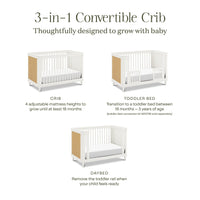 M23701RWHC,Marin with Cane 3-in-1 Convertible Crib in Warm White and Honey Cane
