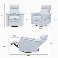 M17182PCET,Willa Pro Power Glider Recliner w/ Power Lumbar in Performance Blue Chambray Eco-Twill