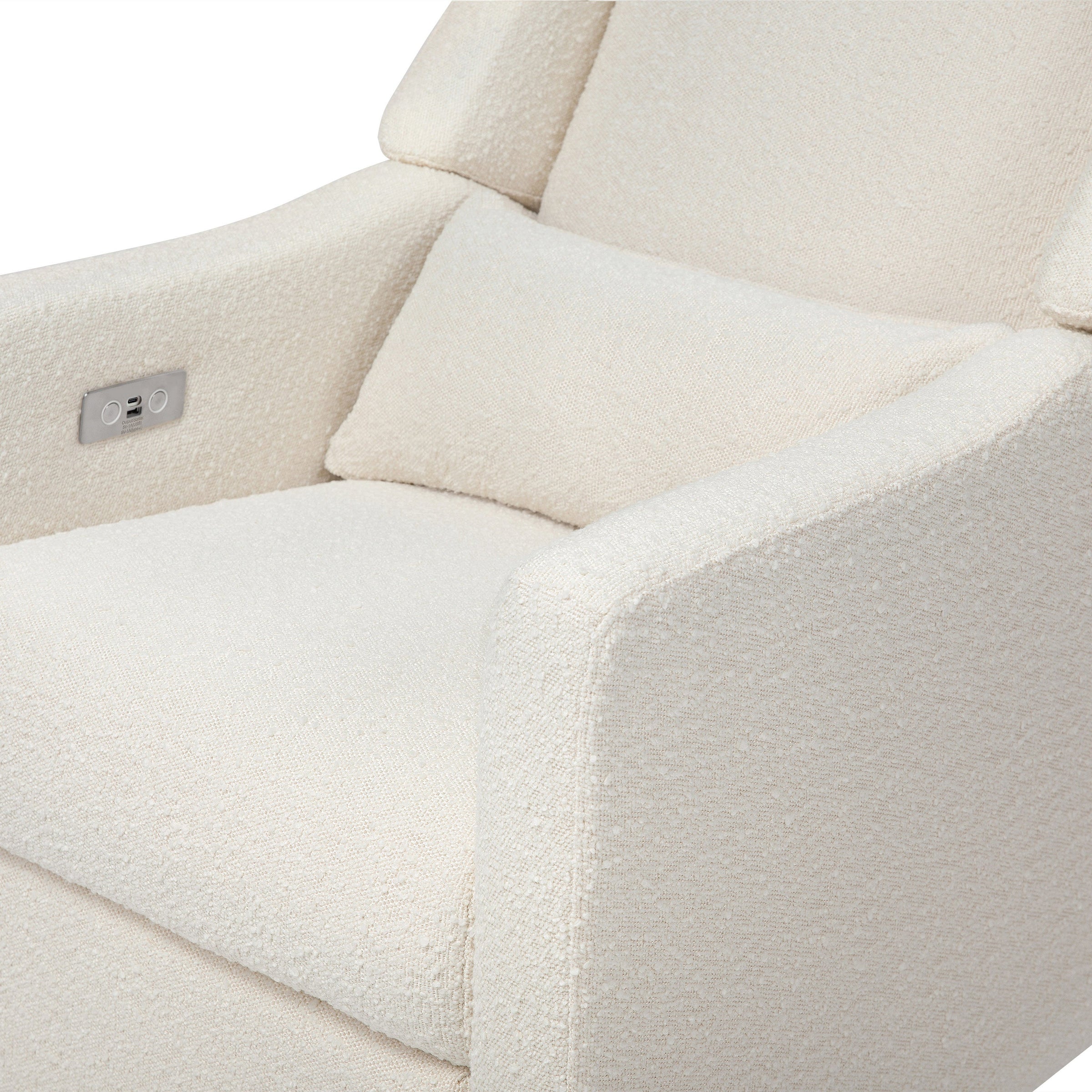 M11288WBG,Kiwi Glider Recliner w/ Electronic Control and USB in Ivory Boucle w/Gold Base