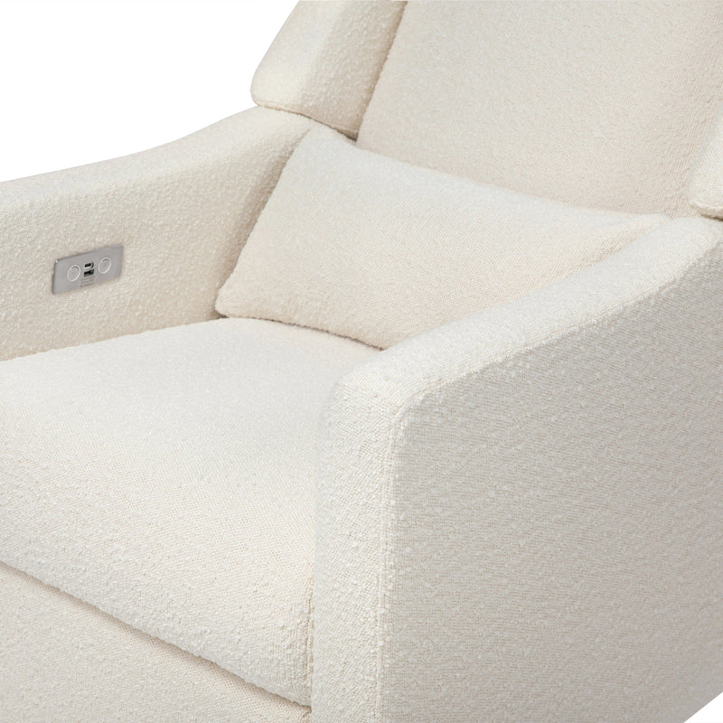 M11288WBG,Kiwi Glider Recliner w/ Electronic Control and USB in Ivory Boucle w/Gold Base
