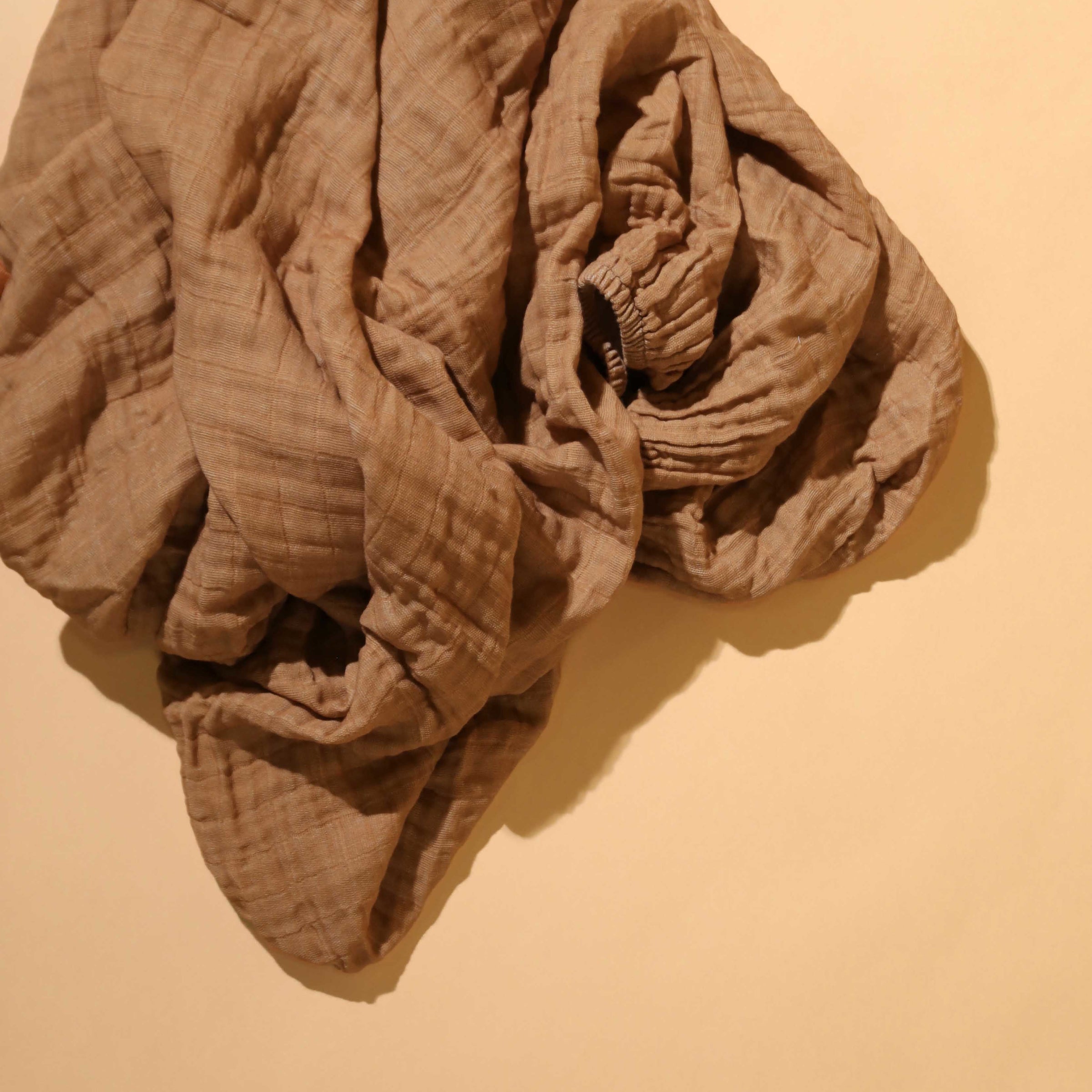 T29536BTS,Burnt Sienna Muslin Mini Crib Sheet in GOTS Certified Organic Cotton