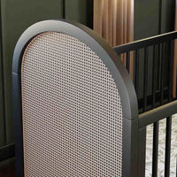 M25601BNC,Bondi Cane 3-in-1 Convertible Crib w/ Toddler Bed Kit in Black with Natural Cane