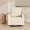 M26687PCMEWDB,Poe Channeled Swivel Glider in Performance Cream Eco-Weave w/ Dark Wood Base