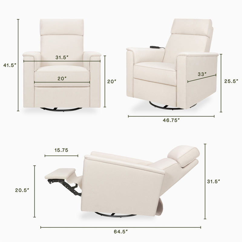 M17183PCMEW,Willa Deluxe Power Glider Recliner w/Heat&Massage in Performance Cream Eco-Weave