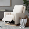 M23085PCMEWLB,Sigi Glider Recliner w/ Electronic Control and USB in Performance Cream Eco-Weave w/Light wood base