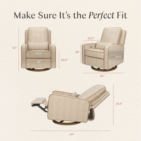 M23085BSCTB,Nate Berkus x Babyletto Sigi Power Recliner in Perf Bronze Stripe Eco-Crossweave w/Toffee Base